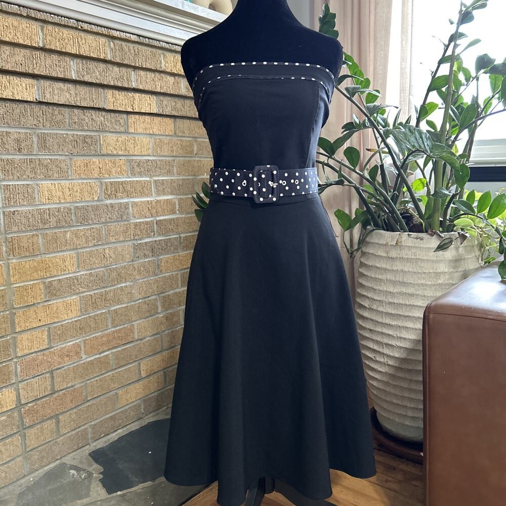 VTG Y2K Ruby Rox Dress Sz 5 Fit Flare Tulle Slip Strapless Pin-Up 50’s Polca Dot